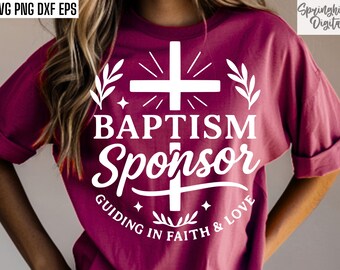 Parrain de baptême SVG : conception de chemise pour parrain et marraine, fichier de coupe chrétien