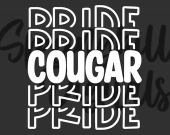 Svg de fierté de couguar, Svg de football universitaire, Cheer Squad, fichier de coupe de couguar, mascotte de lycée, conception de t-shirt d'équipe, couguars de collège, Svgs maman