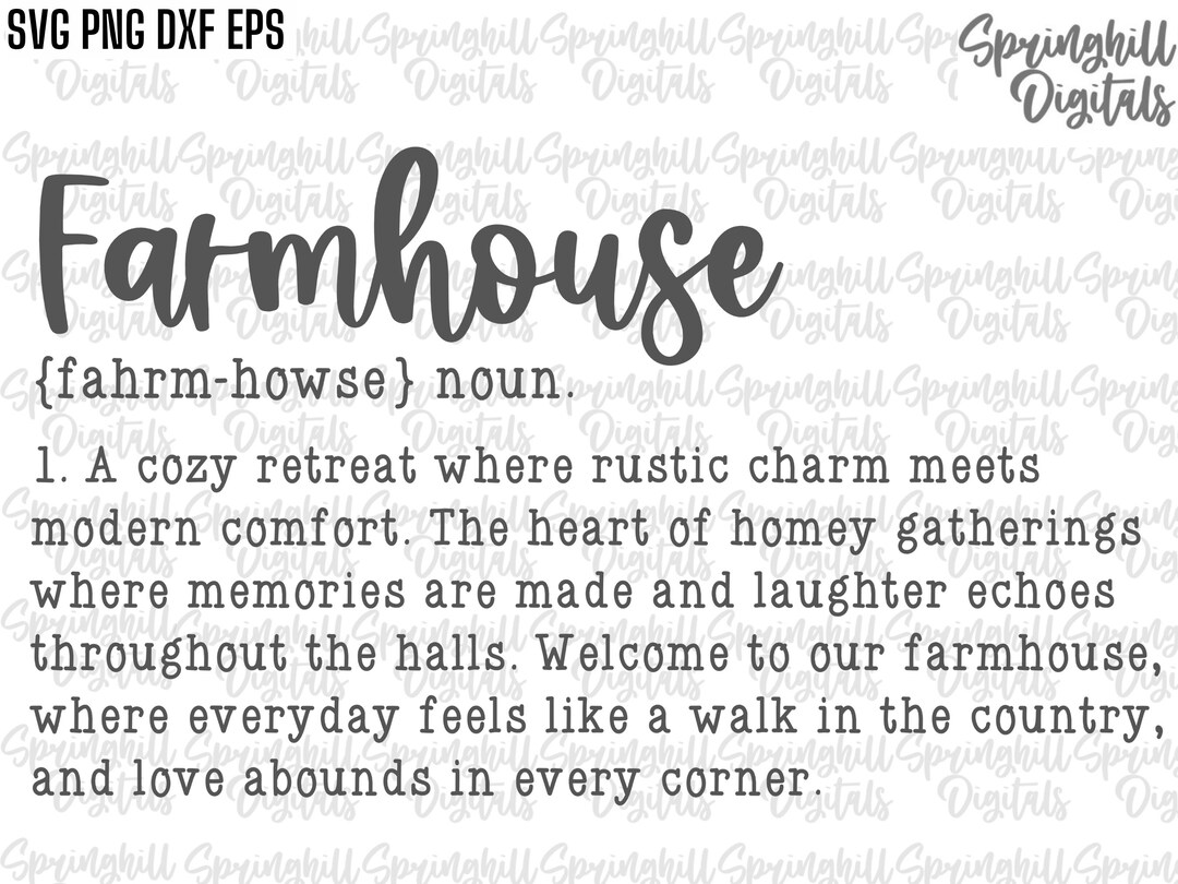 Farmhouse Definition Svg Rustic Sign Pngs Country Sign Cut Etsy