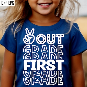 Peace Out 1e leerjaar Svg, laatste dag van school Svgs, eerste klasser pngs, zomervakantie gesneden bestanden, elementaire T-shirt ontwerpen, bijpassende klasse