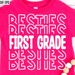 Melhores amigas da primeira série Svg | Melhores amigas das crianças Pngs | Desenhos de camisetas da primeira série | Citações de amizade | Melhores camisetas Svgs | Arquivos de corte do ensino fundamental