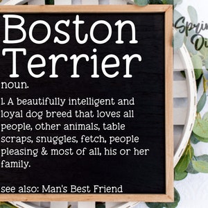 Boston Terrier Svg / Stampe di definizione / Svg di cani / Svg di animali domestici / Svg di mamma cane / File di taglio di cani / Stampe di animali / Svg di citazione di cani / Amanti dei cani