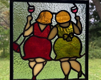 Wine Ladies Stained Glass Panel | Wine Tasting | Winery Tour| Day Drinking | Gifts for Her | *CUSTOMIZABLE*