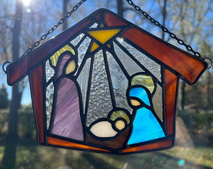 A Christmas Nativity Scene Stained Glass Art