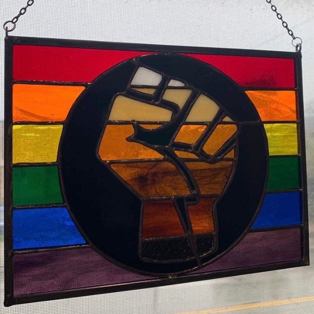 LGBTQ Glass Pride/blm/resistance Flag in Stained Glass QPOC Etsy