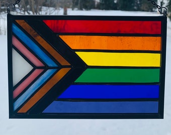 LGBTQ+ Progress Pride Flag in Stained Glass