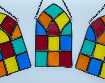 Rustic Country Church Window Stained Glass Suncatcher