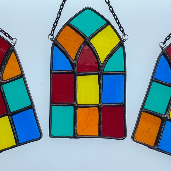 Rustic Country Church Window Stained Glass Suncatcher
