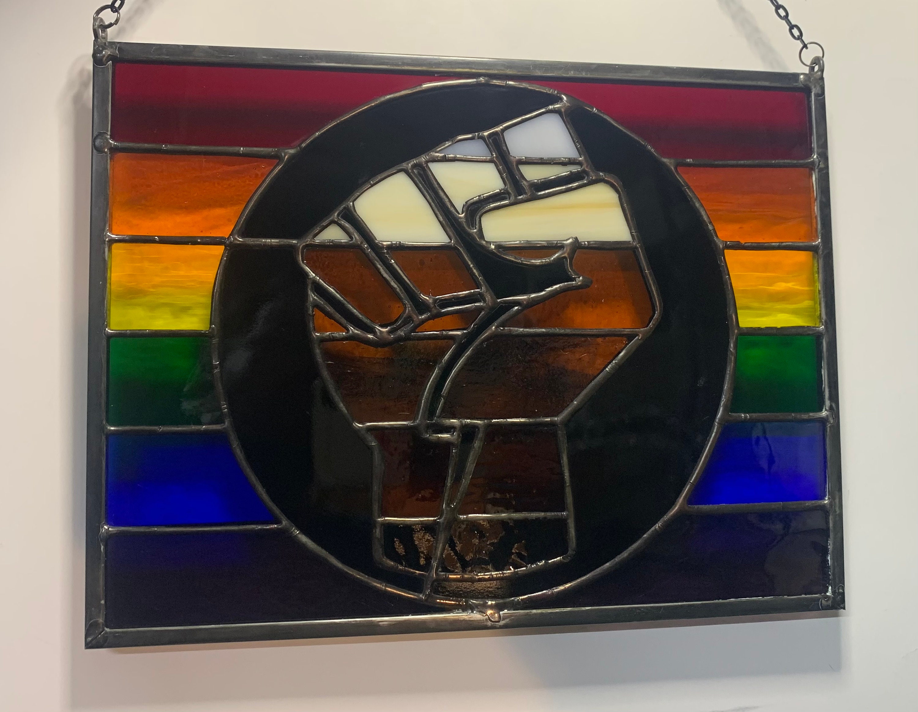 LGBTQ Glass Pride/blm/resistance Flag in Stained Glass QPOC Etsy