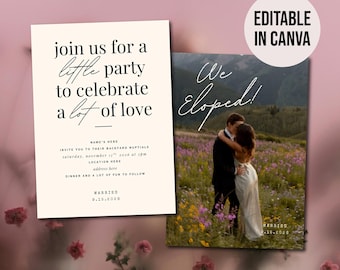 Aanpasbare sjabloon voor schakingsuitnodiging | Bewerkbare canvas-huwelijksuitnodiging | Minimalistische digitale download