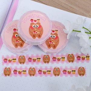 Cute Litte Pink Cupcakes Pochi Bear Washi Tape | Decorative Tape | Bullet Journal Decor | Stationery Supplies | Cute Stationery Tape
