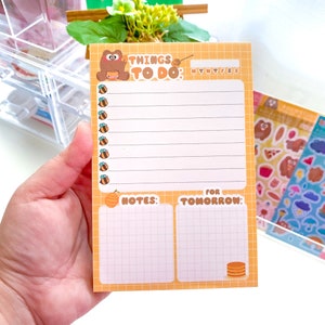 Cute Yellow Honey Bear Pochi Things To Do 4x6 Inch Notepad, Back to School Supplies, Office Supplies gift, Kawaii Stationery, To-do Notes