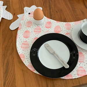 Two cool chicken placemats can be used on both sides white rose apricot 40x 28 cm