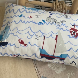 Cojín infantil dulce marítimo con relleno de lona suave de algodón puro de aproximadamente 70 x 50 cm