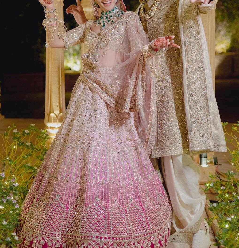 Baby pink designer lehenga sale