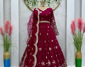 Mariage de créateurs lehenga choli pour femmes tenues de soirée Bollywood lengha sari, robe de demoiselle d'honneur de mariage indien, jupes de mariage de mariée pour les États-Unis, le Royaume-Uni