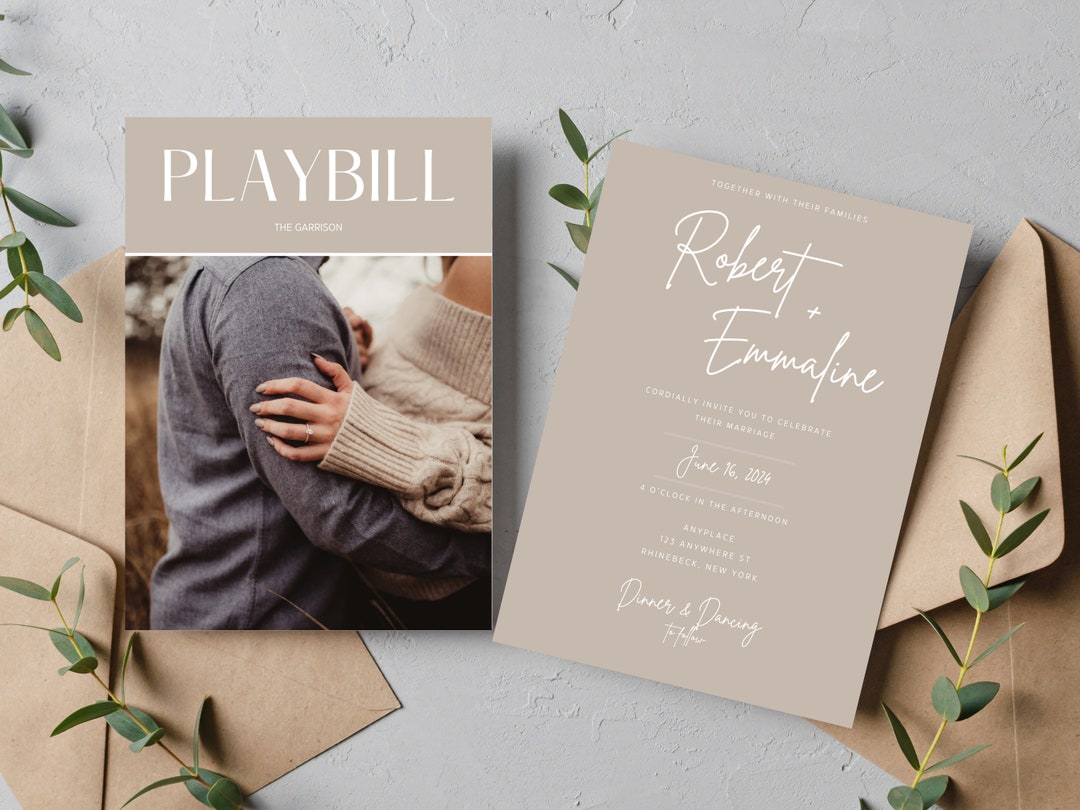 Wedding Playbill Templates PLAYBILL Wedding Invitations Etsy Wedding Playbill Templates PLAYBILL Wedding Invitations Etsy