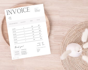 Invoice Template | Simple Invoice | Clear Invoice Template | Minimalist | Printable Template