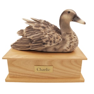 Duck Urn for Pet - Personalized Wooden Urn - Oak Duck Urn