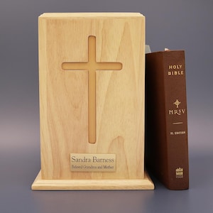 Solid Wood Cross Urn for Human Ashes