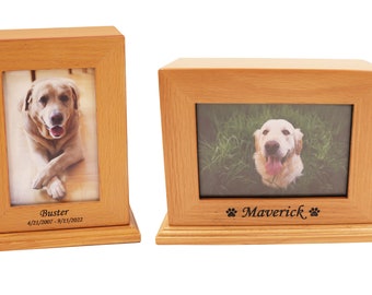 Handcrafted Oak Wooden Framed Photo Urn with Personalized Engraving