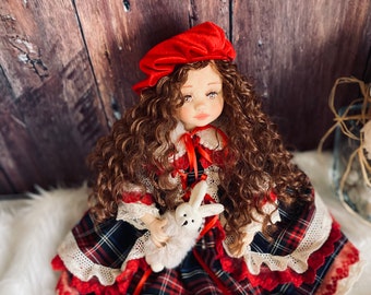 Victoriaanse tijdperk geïnspireerd handgemaakte pop, Waldorf geïnspireerde pop, pop uit de jaren 1880, 21 inch Hilda pop, Rag Doll, Haunted Doll, op bestelling gemaakt