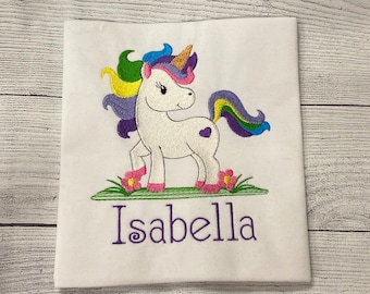 Unicorn Shirt, Rainbow colors Unicorn Shirt, Birthday Unicorn Shirt, Girl's T-shirt