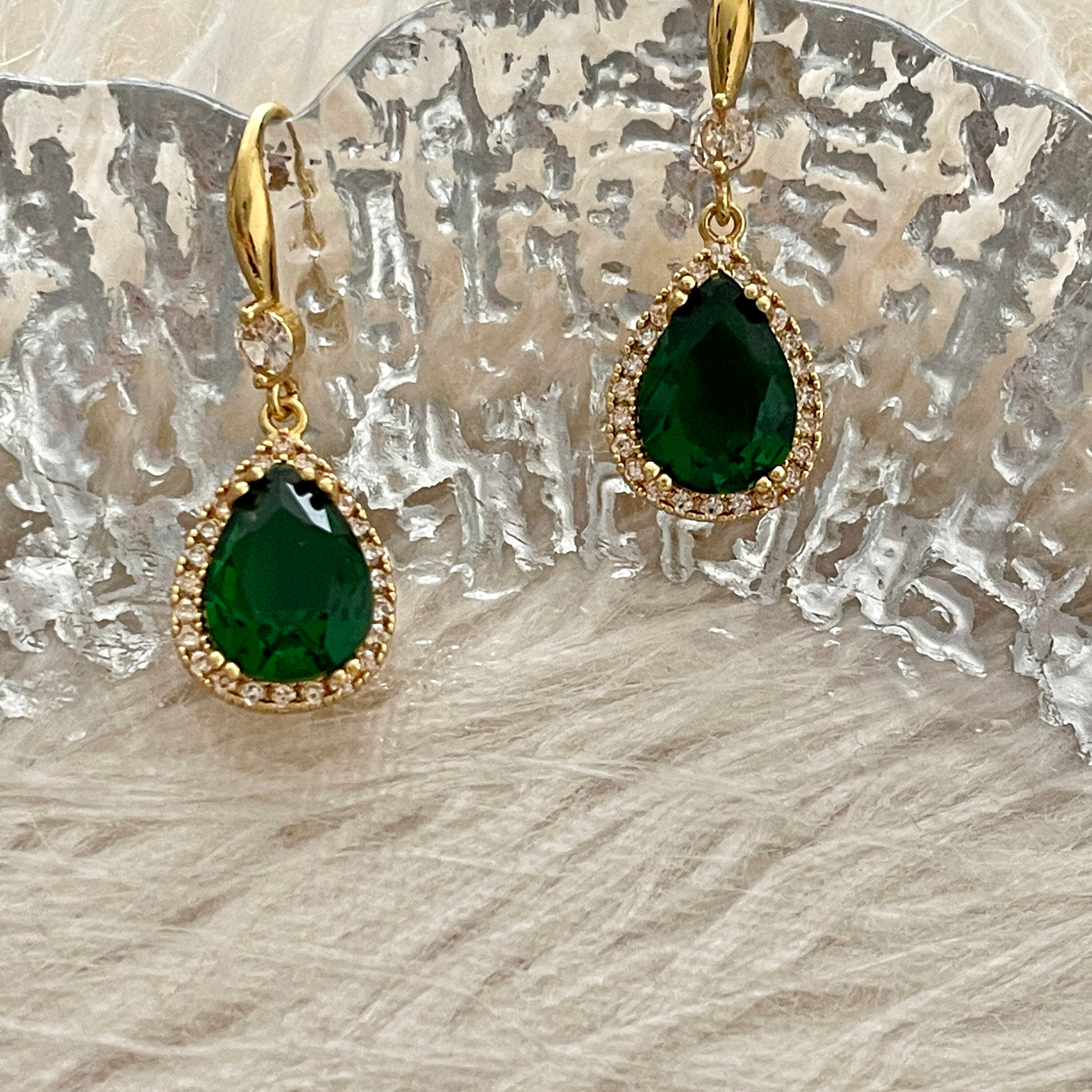 Emerald Teardrop Earrings Gold Emerald Dangle Drop Earrings Etsy