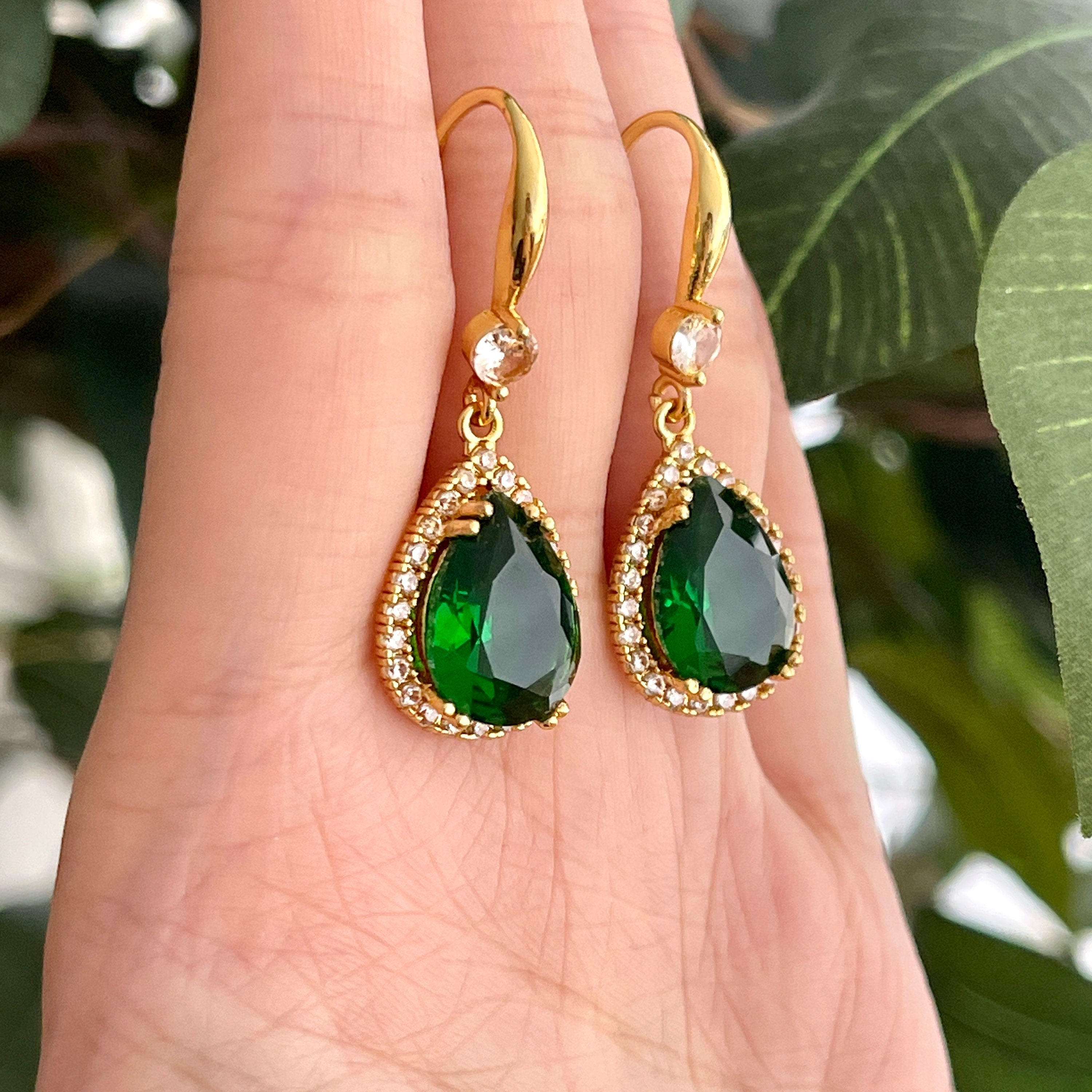 Faux emerald deals drop earrings