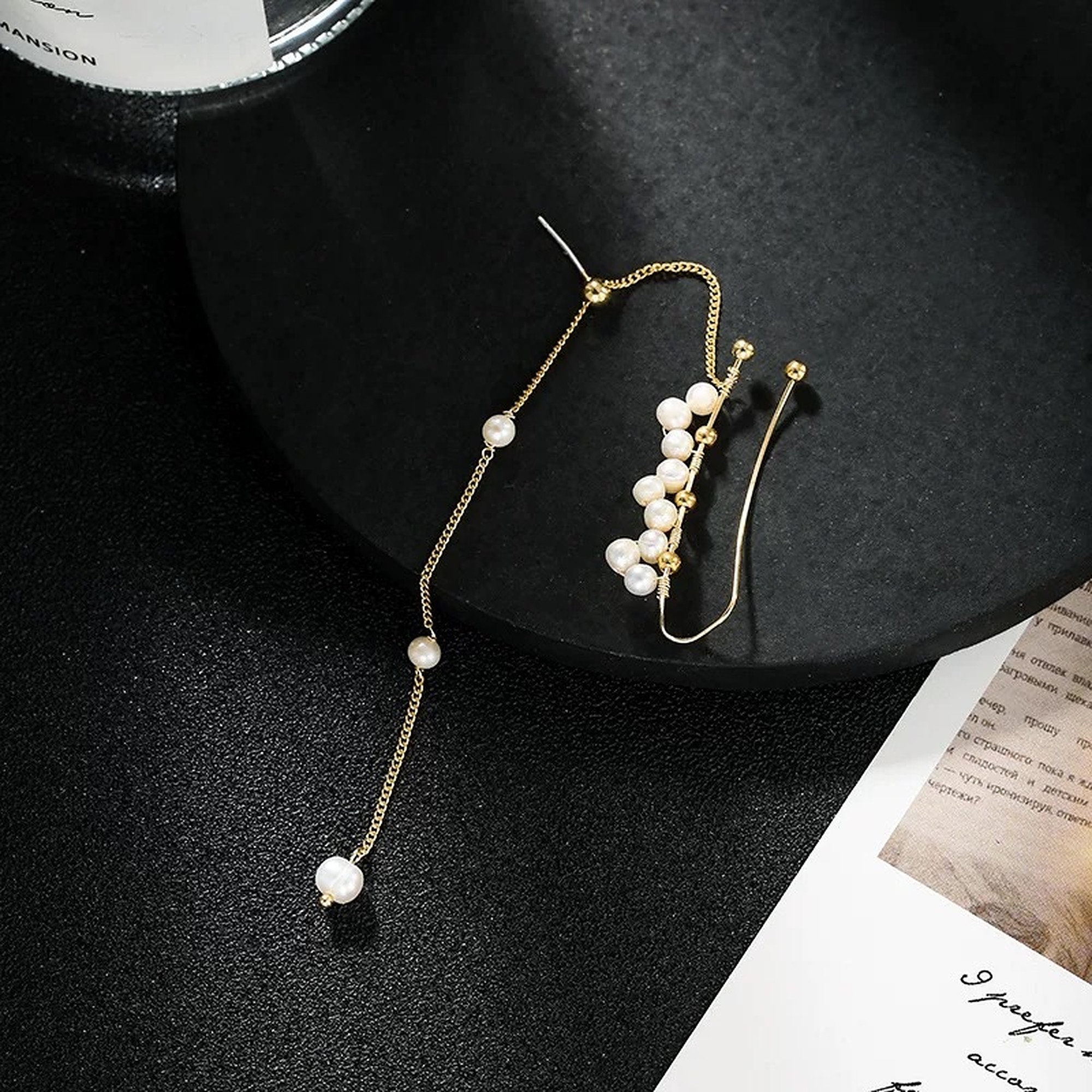 Pearl Gold Ear Wrap Floral Ear Cuff Pearl Ear Climber - Etsy