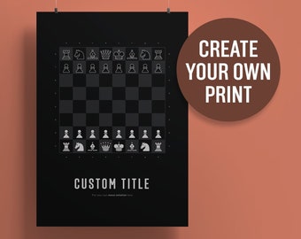 Your Custom Chess Poster  – Chess Position Print – Chess Gift – Black Version