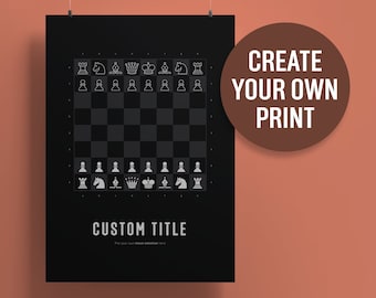 Custom Chess Position Poster: Personalized Chess Gift, Black Print