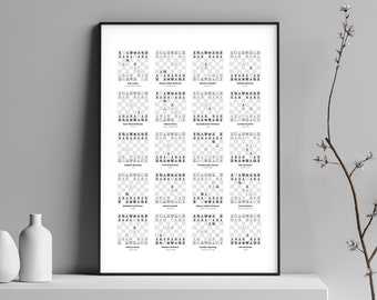 20 Chess Openings Print – Chess Poster – Chess Art, Chess Gift, Chess Wall Art, Chess Decor