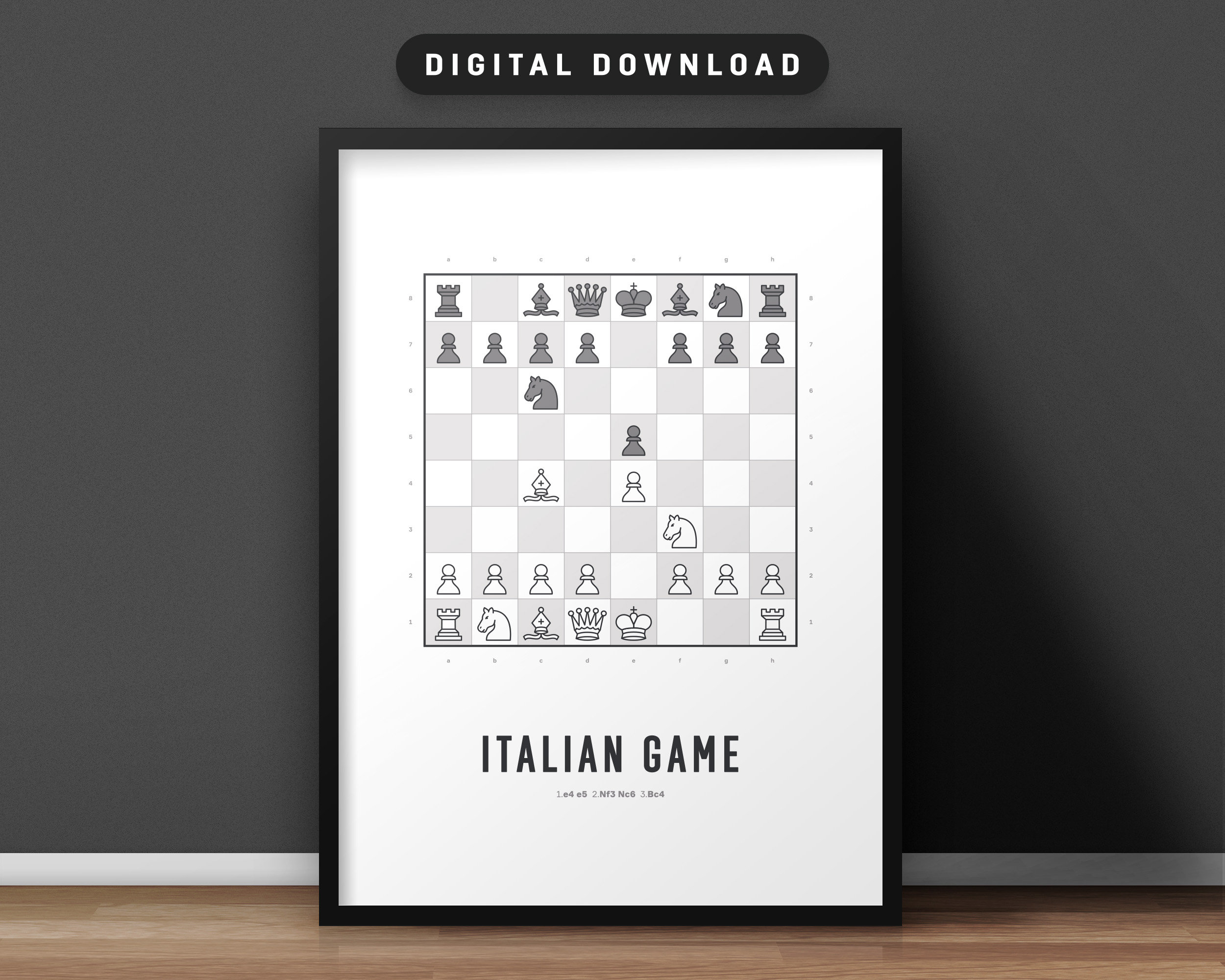 Italian Game Downloadable Chess Print – Chess Opening Poster – Chess ...