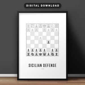 Sicilian Defense Chess Opening Print: Minimalist Poster (Digital Download)