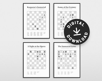 Famous Chess Games Art Prints / Chess Posters – Digital Download Bundle