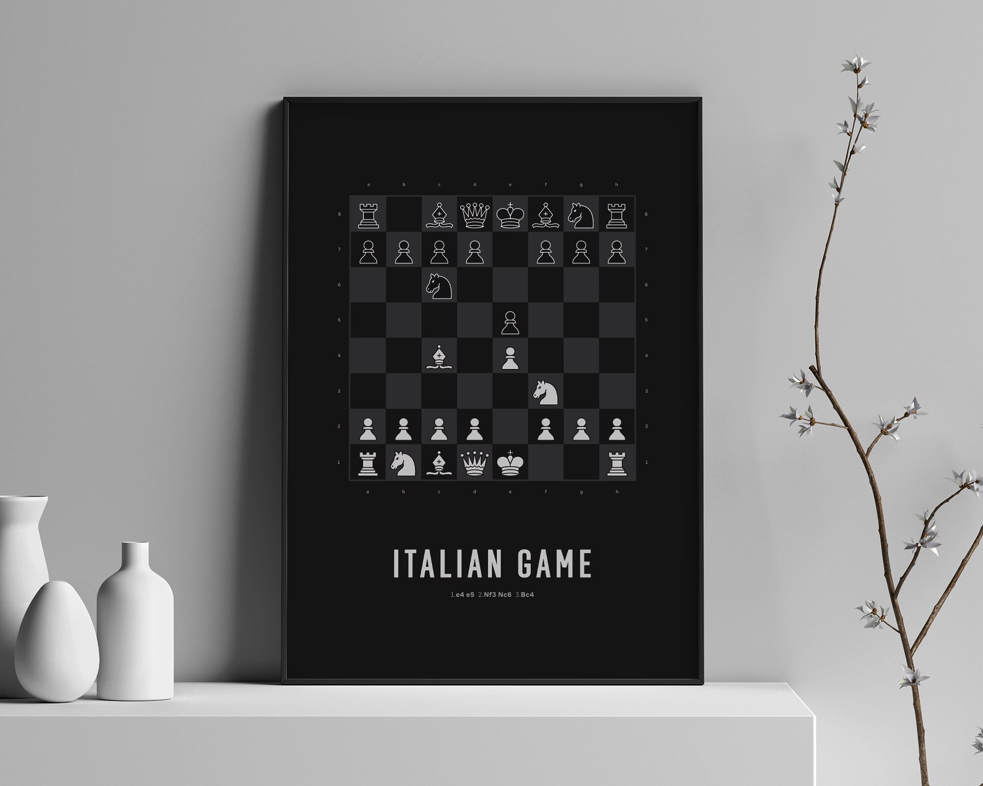 Italian Game Chess' Poster, picture, metal print, paint by IMR