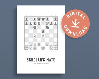 Scholar's Mate Downloadable Chess Print  – Chess Opening Poster – Chess Gift – Digital Download