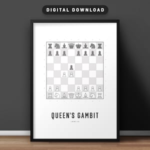 Queen&#39;s Gambit Downloadable Chess Print – Chess Opening Poster – Chess Gift – Digital Download