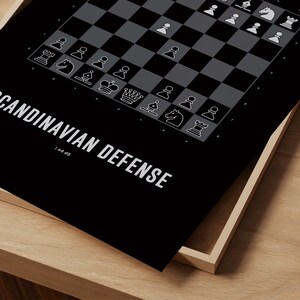 Scandinavian Defense Chess Opening Poster Black Version Chess Print, Chess Gift, Chess Wall Art, Chess Decor image 1