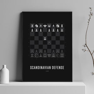 Scandinavian Defense Chess Opening Poster Black Version Chess Print, Chess Gift, Chess Wall Art, Chess Decor image 2