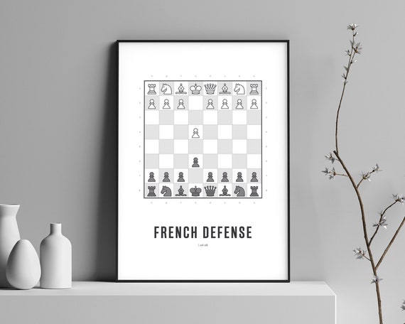 French Defense Chess Opening Print Chess Poster Chess 