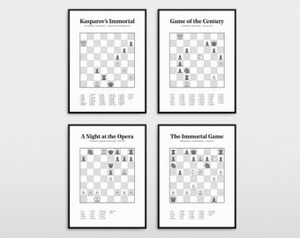 Famous Chess Games Art Print: Kasparov, Fischer, Morphy [EU]