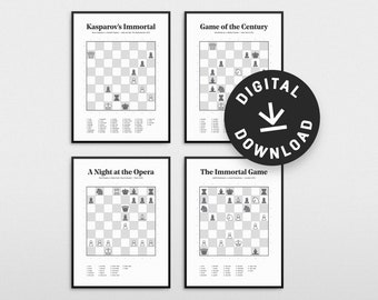 Famous Chess Games Art Prints / Chess Posters – Digital Download Bundle