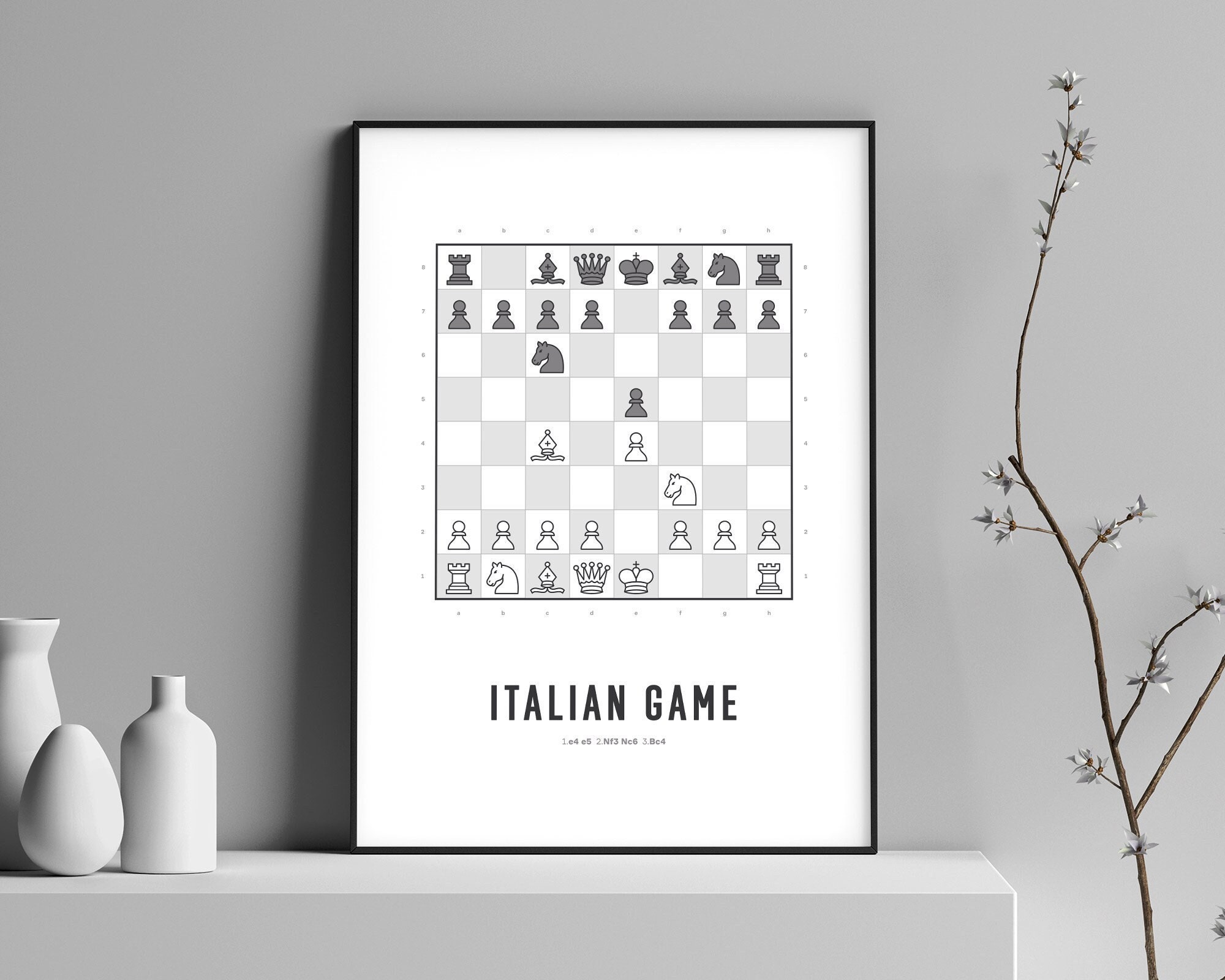 Italian Game Chess' Poster, picture, metal print, paint by IMR