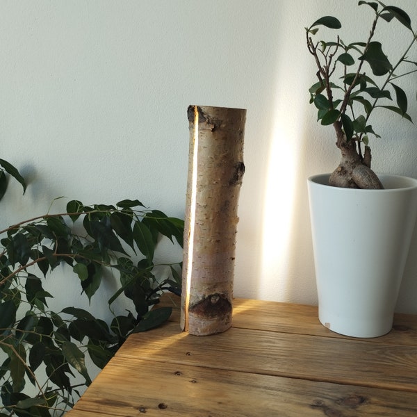 Lampe de table/veilleuse en bois de bouleau