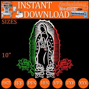 Virgen de Guadalupe rosas tricolor