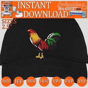 Diseño para Bordado de Gallo de Pelea gorra y camisa