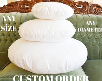 Inserto de almohada redonda, almohada de pedido personalizado, almohada de cualquier diámetro, inserto de almohada, relleno de almohada, relleno de almohada, almohada redonda, almohada de tiro