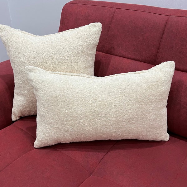 Terry Cloth Pillow, Towel Pillow Cover, Towelling Pillow, Soft Pillow, Custom Made Pillow, Towelling Lumbar, Pillow Cover, Cream Pillow